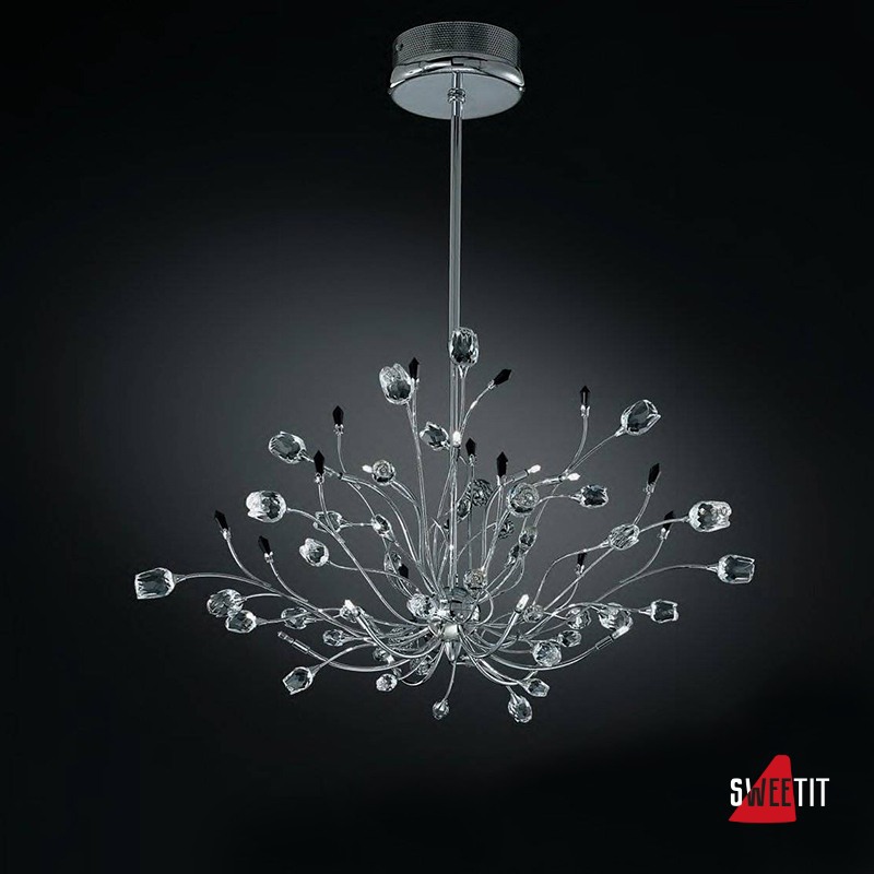 Люстра IDL Rosetta 324/12S Chrome Clear roses/Black prisms