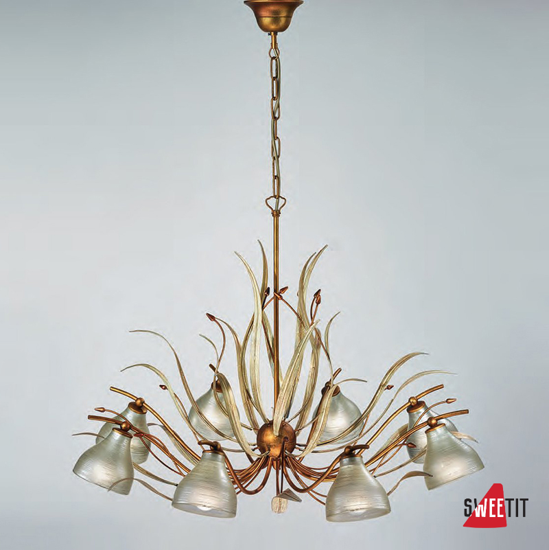 Люстра IDL Acacia 330/8 Amber ivory leaves V369/187/30