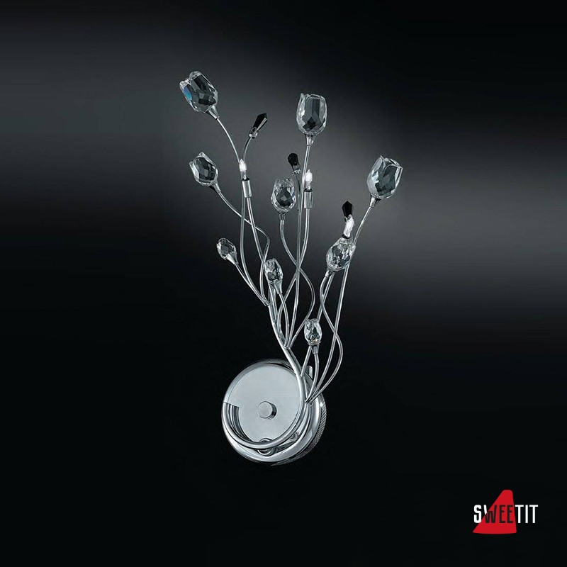 Бра IDL Rosetta 325/3A Chrome Clear roses/Black prisms