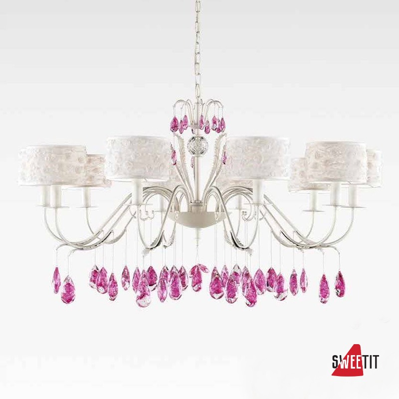 Люстра Beby Group Nuovo Vintage 511/10 White Leather 01 White flowers Fuxia