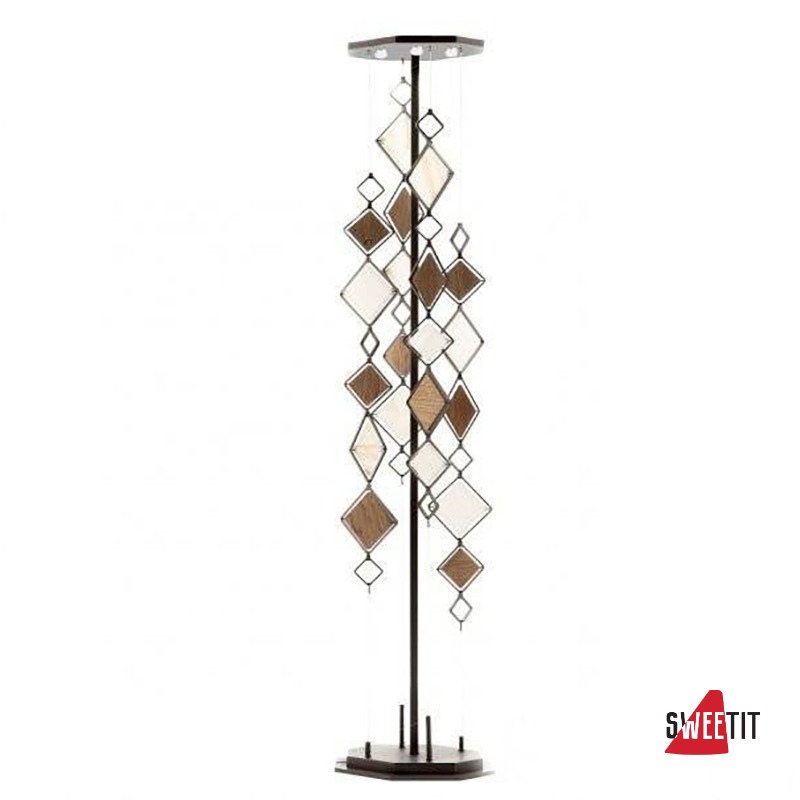 Торшер IDL Quadrie 564/3P black nickel + oak and white onyx
