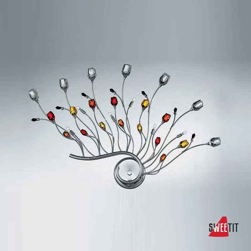 Настенный светильник IDL Rosetta 325/6A Chrome Color roses/Black prisms