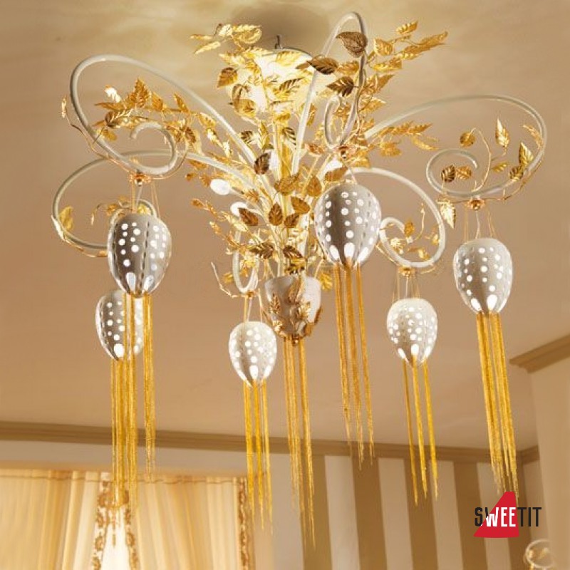 Потолочная люстра Masca Fantasia 1881/6 Bianco lucido oro