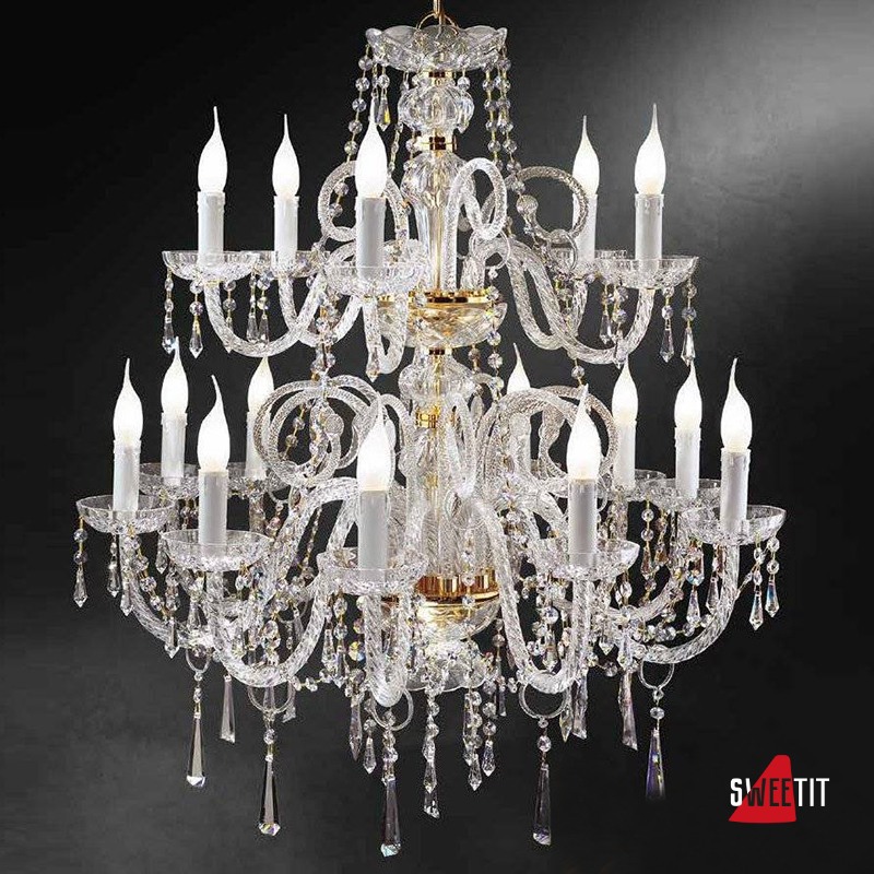 Люстра Beby Group Crystal 365/10+5 Light gold CUT CRYSTAL
