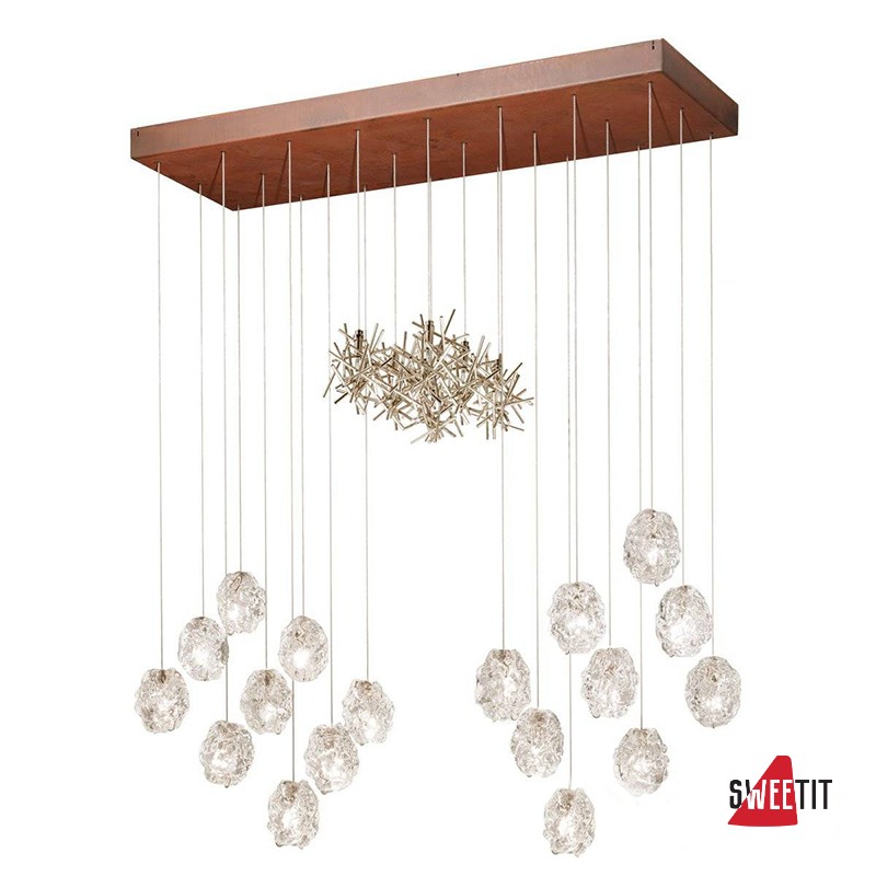 Потолочный светильник IDL Stardust 608/18+6 rusty + transparent glass and pure steel
