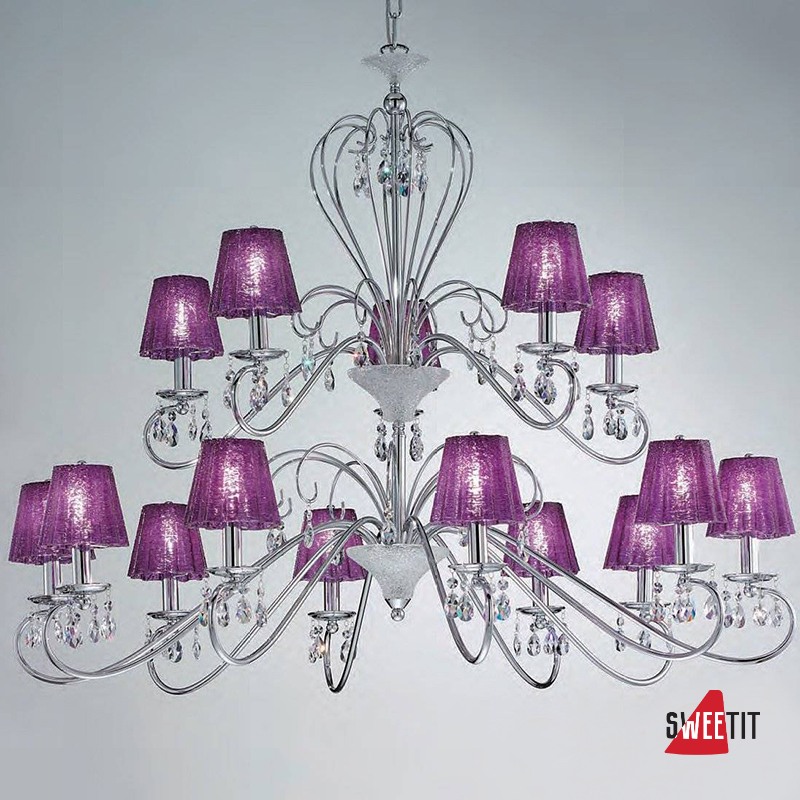 Люстра IDL Rossella 301/10+5 Chrome purple crystal