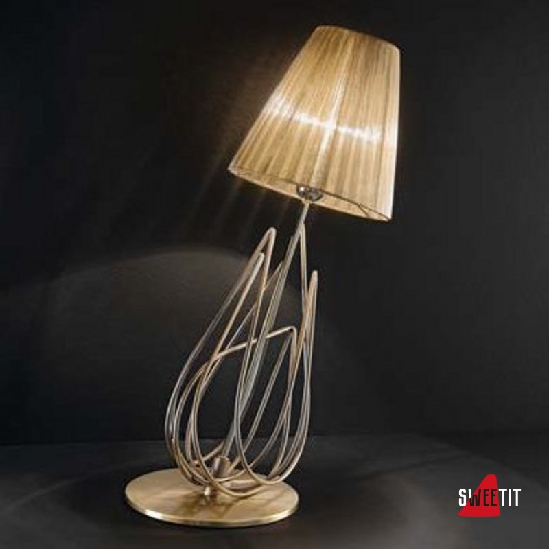 Настольная лампа IDL Flame 524/1L antique bronze+nickel brown organza