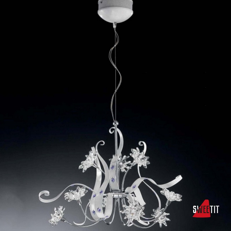 Люстра IDL Girasole 374/6+3 CHROME + WHITE