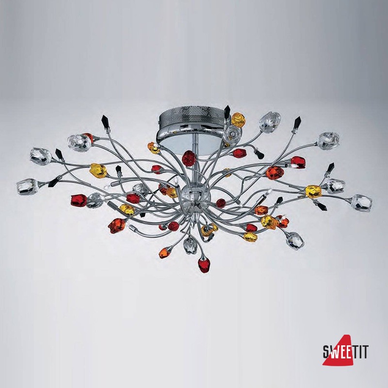 Потолочный светильник IDL Rosetta 324/10PF Chrome Color roses/Black prisms