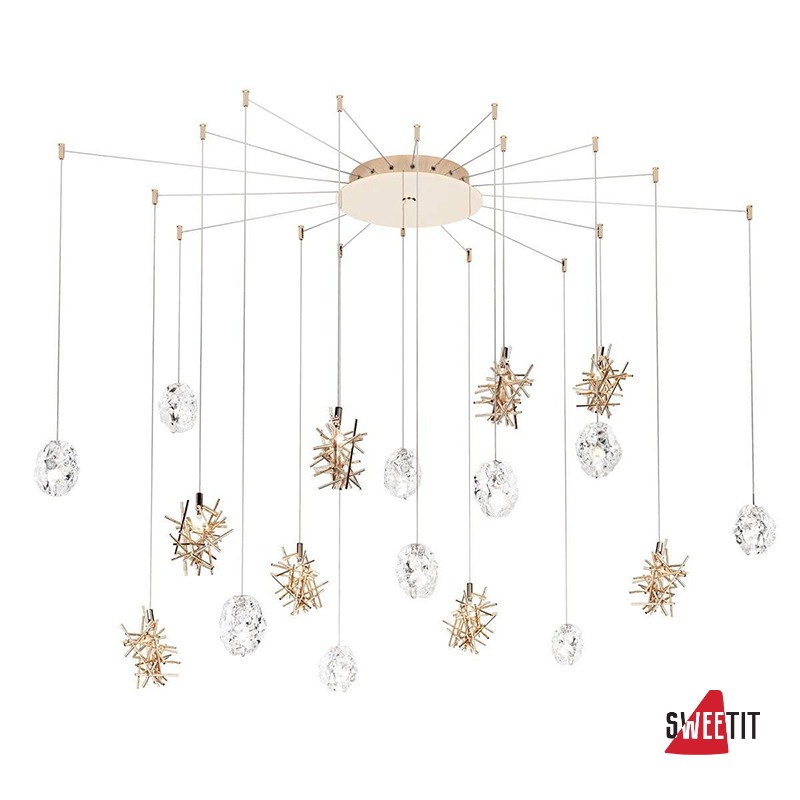 Потолочный светильник IDL Stardust 608SR/10+8 light gold + transparent and light gold