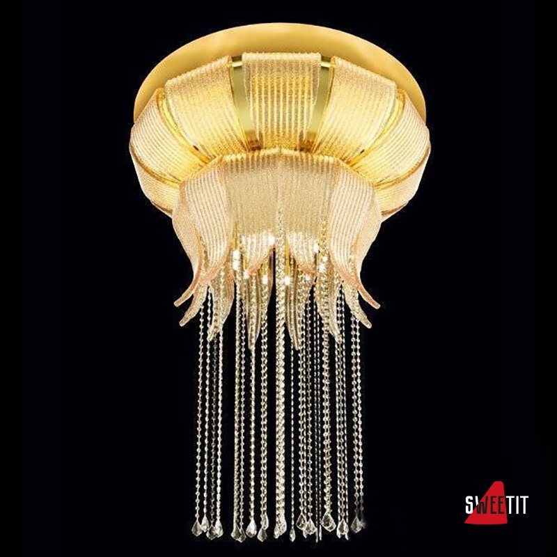 Потолочный светильник Beby Group Mademoiselle Corolle 8010Q05 Light gold Amber graniglia Glass Swarovski Plaque