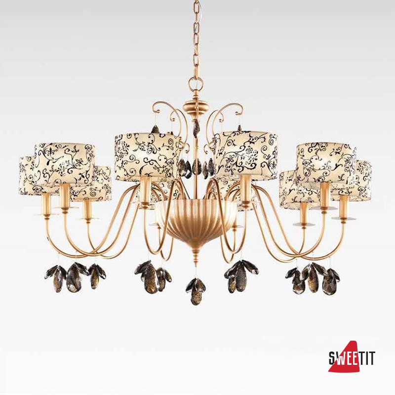 Люстра Beby Group Nuovo Vintage 510/10 Satin Gold Beige Damasco Black Black Gold Leaf