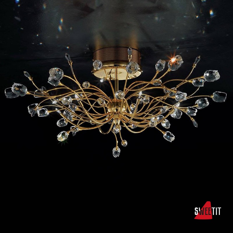 Потолочный светильник IDL Rosetta 324/10PF Gold Clear roses/Clear prisms