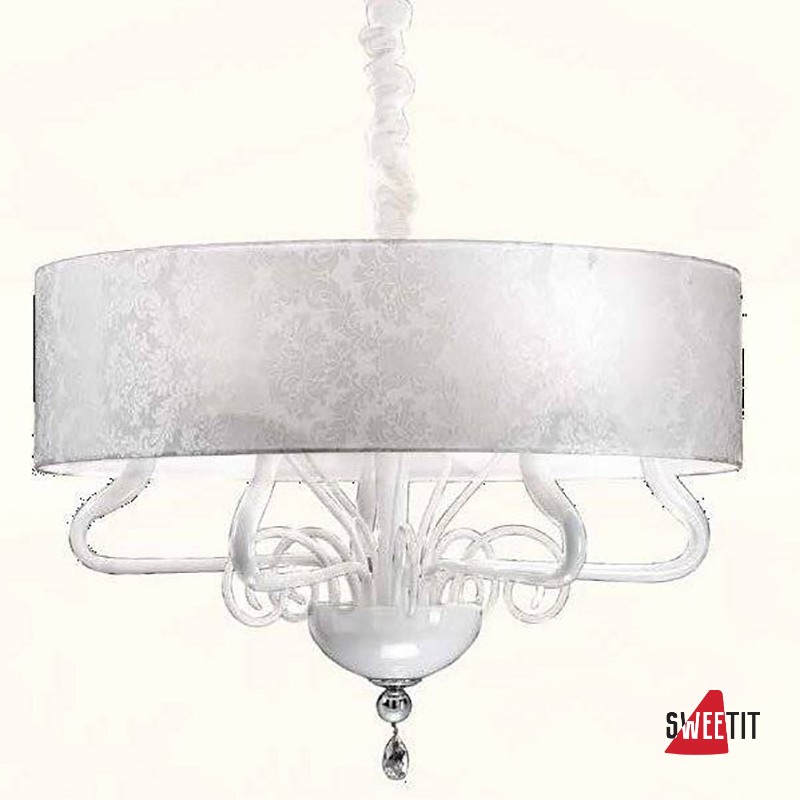 Люстра Renzo Del Ventisette Contemporary L 14457/5 CP B DEC. MURANO BIANCO + CROMO M MM