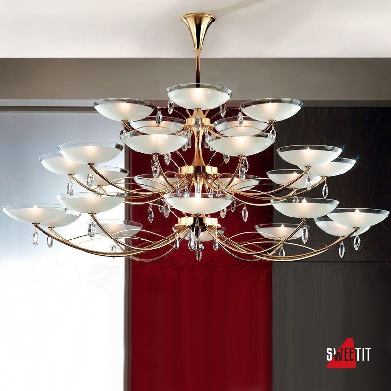 Люстра ORION Opaldesign LU 2379-10+10+5 gold-matt-klar-matt