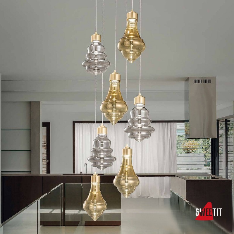 Подвесной светильник Evi Style Trottola Oro Ambra+Trasparente