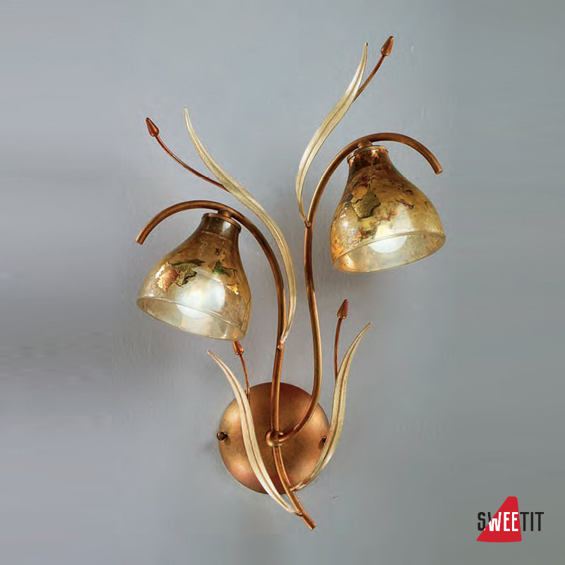 Бра IDL Acacia 330/2A Amber ivory leaves V369/186/30
