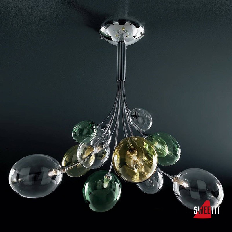 Потолочная люстра IDL Bolla 380/8PF chrome + multicolour