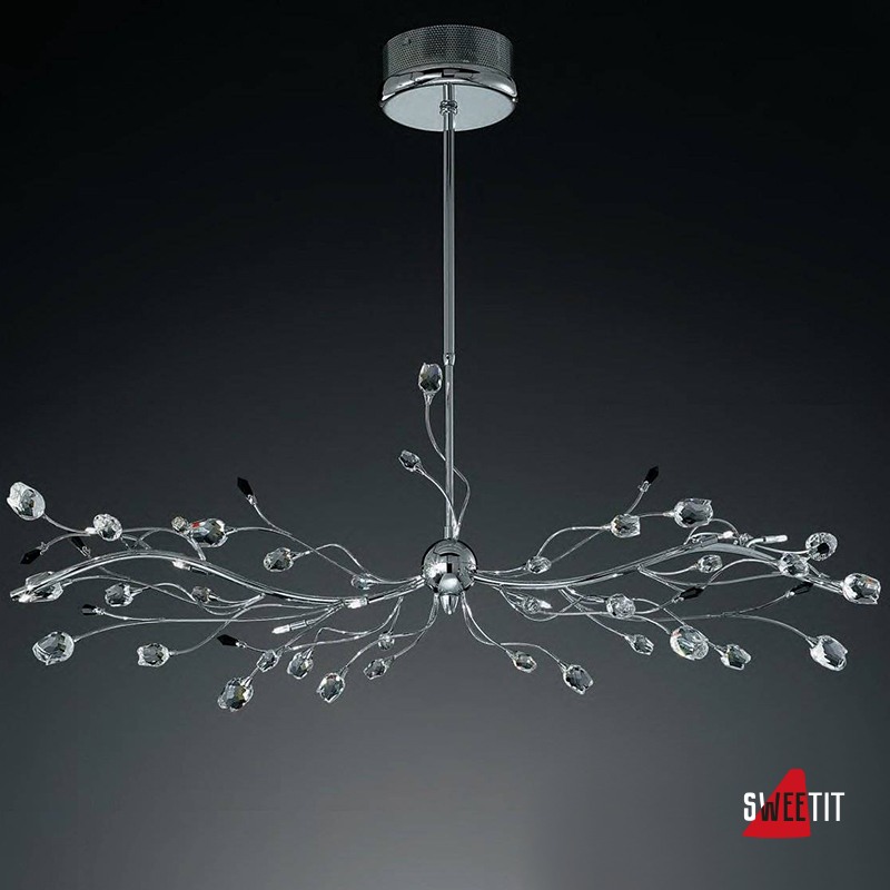 Люстра IDL Rosetta 325/10S Chrome Clear roses/Black prisms