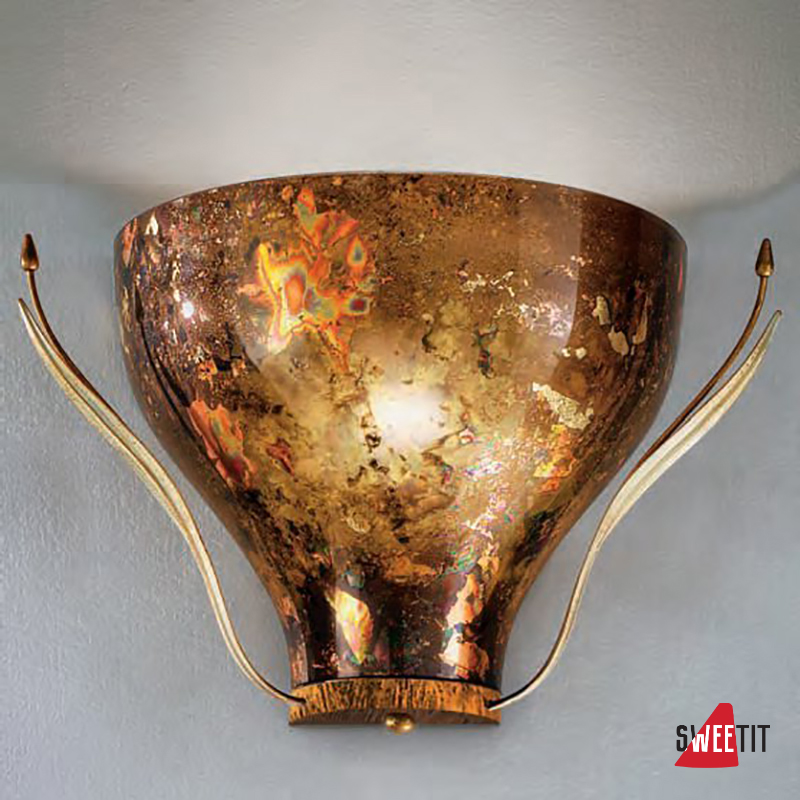 Бра IDL Acacia 330/1AG Amber ivory leaves V389/186/42