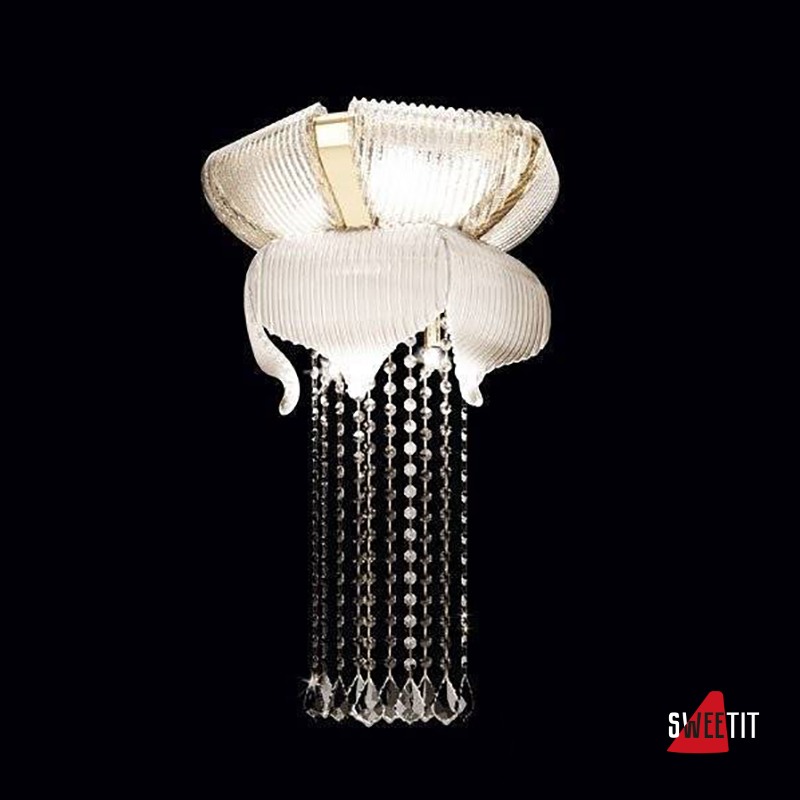 Настенный светильник Beby Group Mademoiselle Corolle 8010A03 Light gold Trasparent graniglia Glass Swarovski Plaque