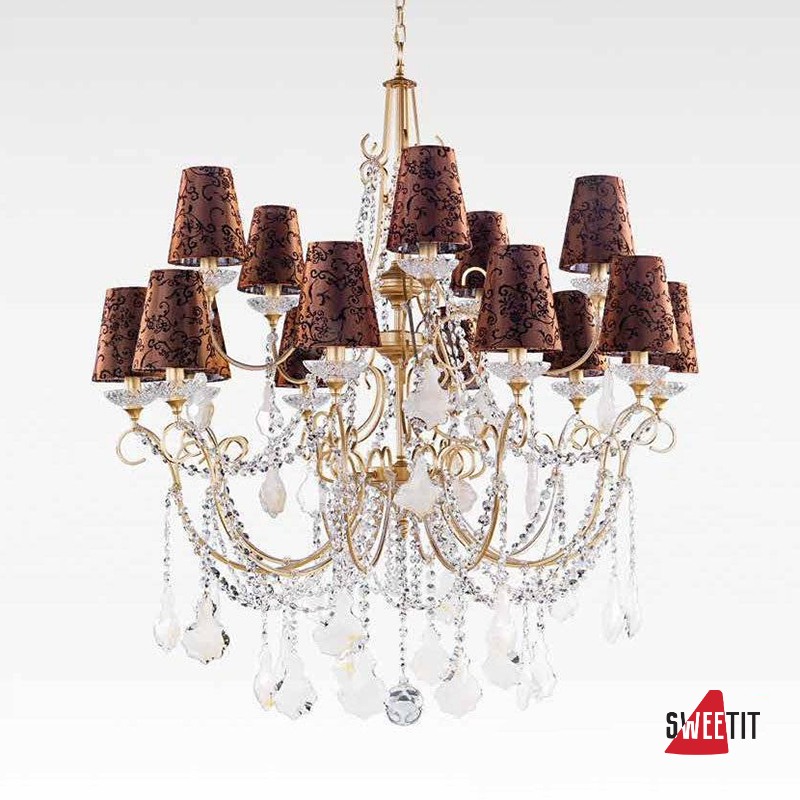 Люстра Beby Group Nuovo Vintage 3100/10+5 Satin Gold Brown Damasco Black White Silver Leaf