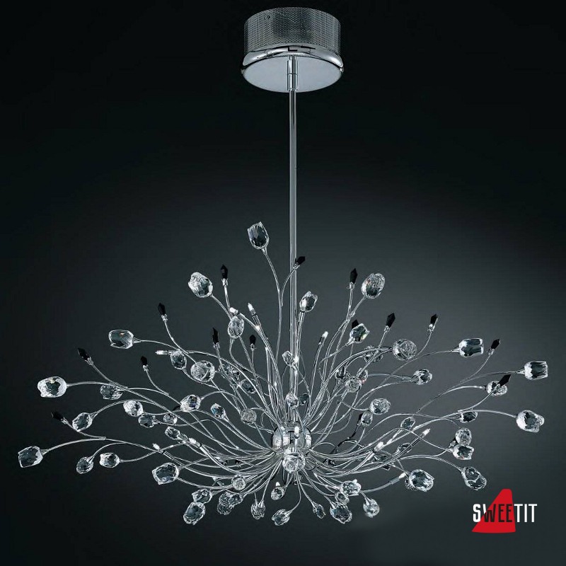 Люстра IDL Rosetta 324/20S Chrome Clear roses/Black prisms