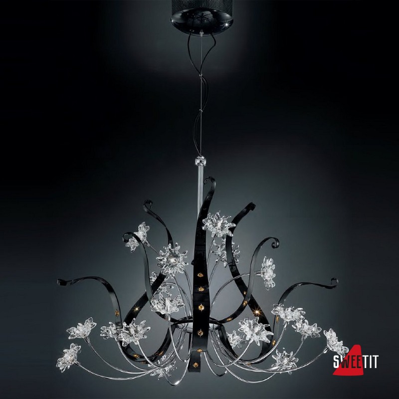 Люстра IDL Girasole 374/12+6 CHROME + BLACK