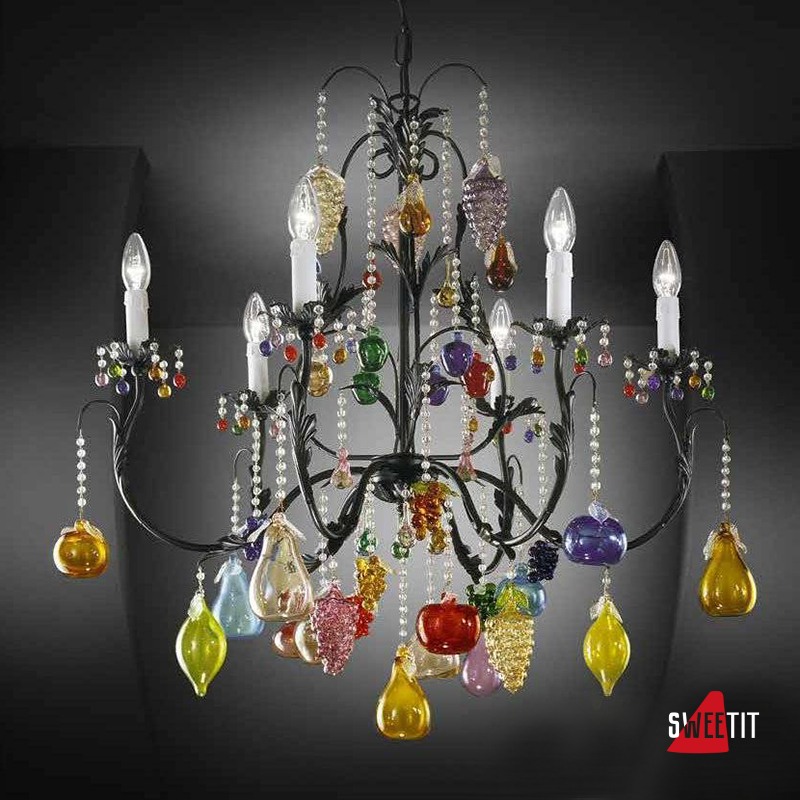 Люстра Beby Group Fruit 106/6 Satin Black multi murano