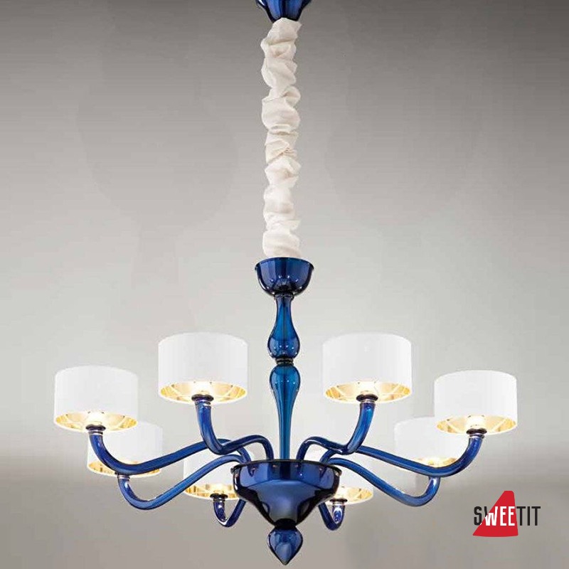 Люстра Renzo Del Ventisette Contemporary L 14552/8 CP DEC. MURANO BLU AVIO + 0Z