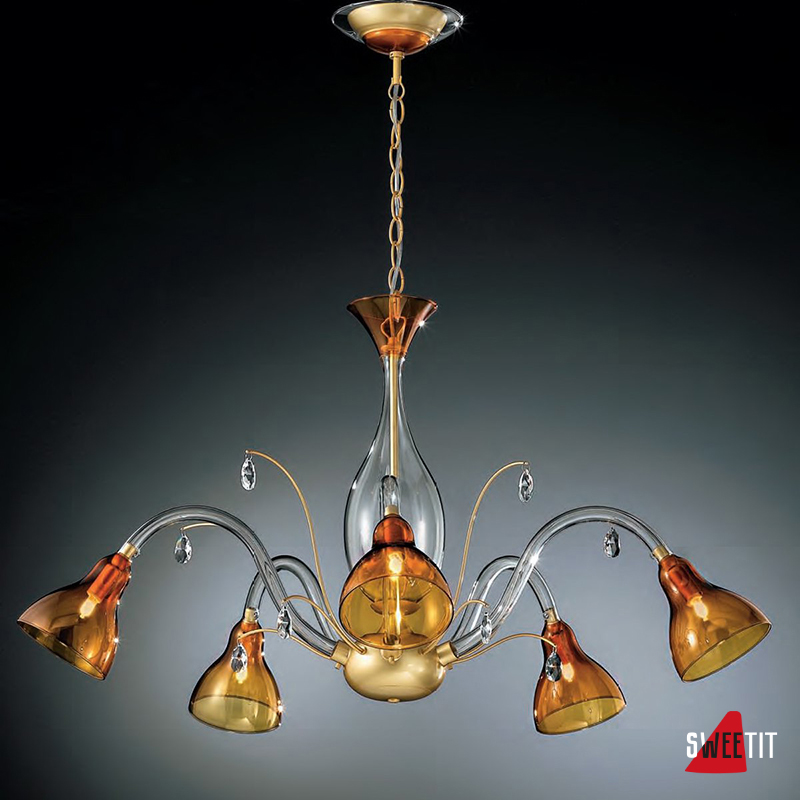 Люстра IDL Chiara 355/5 CRYSTAL + AMBER