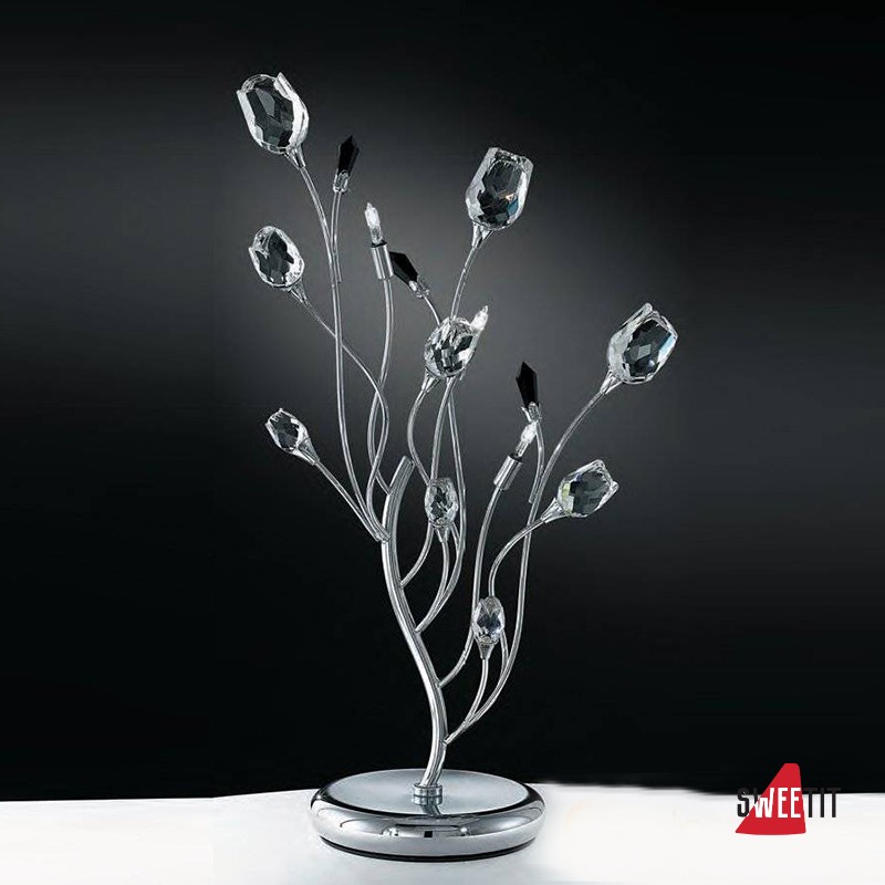 Настольная лампа IDL Rosetta 325/3L Chrome Clear roses/Black prisms