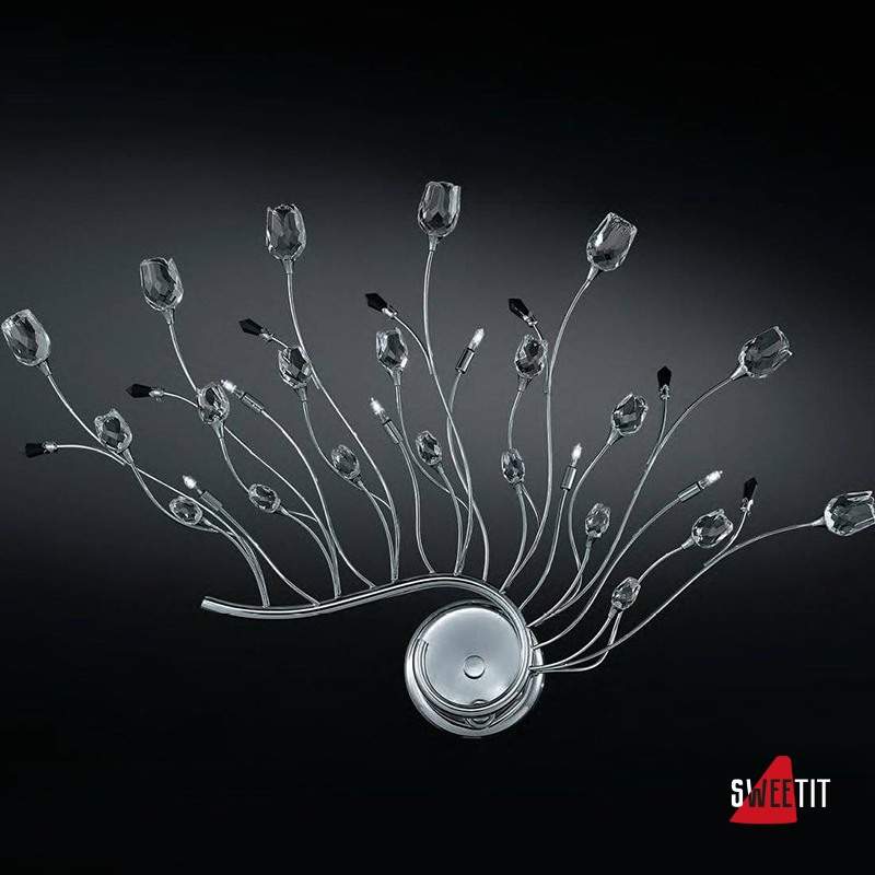 Бра IDL Rosetta 325/6A Chrome Clear roses/Black prisms