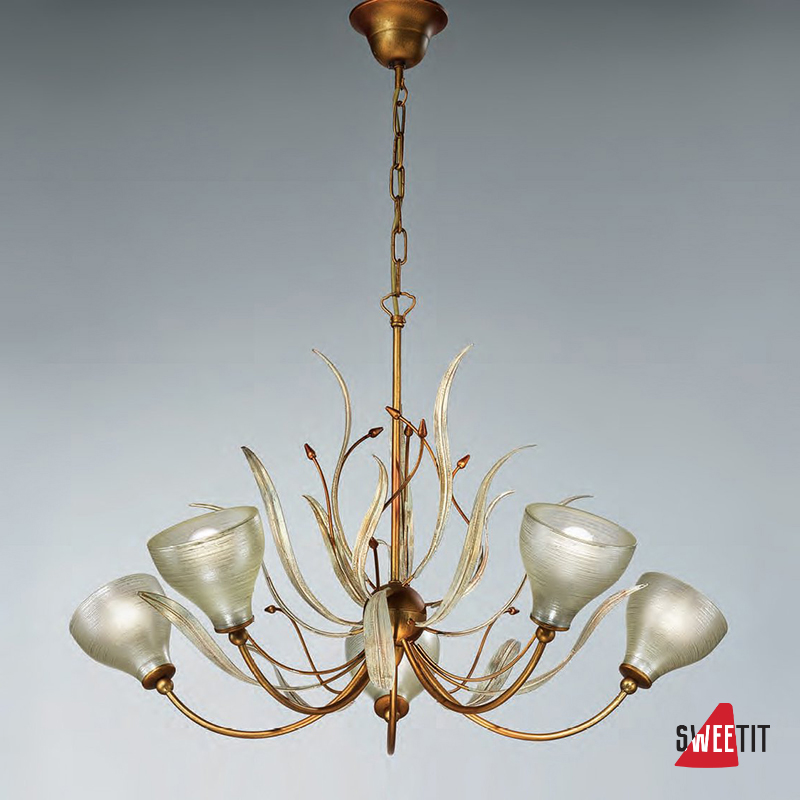 Люстра IDL Acacia 331/5 Amber ivory leaves V369/187/30