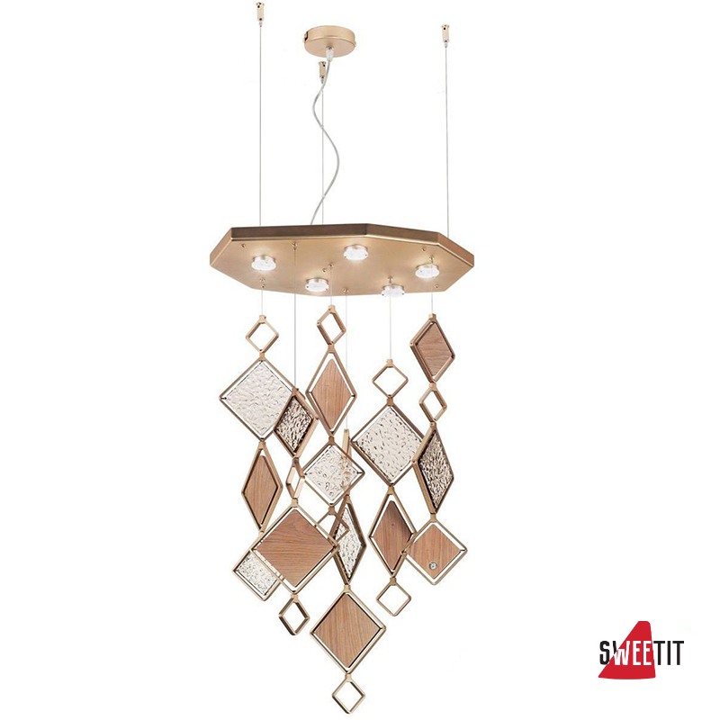 Подвесной светильник IDL Quadrie 565/6 matt bronze + oak and smoke grey