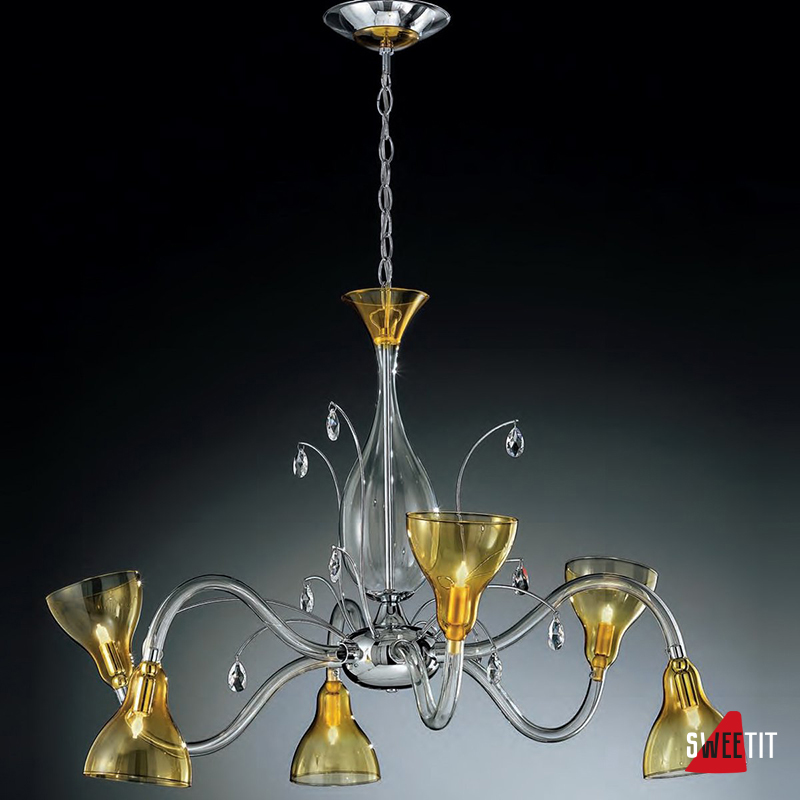 Люстра IDL Chiara 355/3+3 CRYSTAL + YELLOW