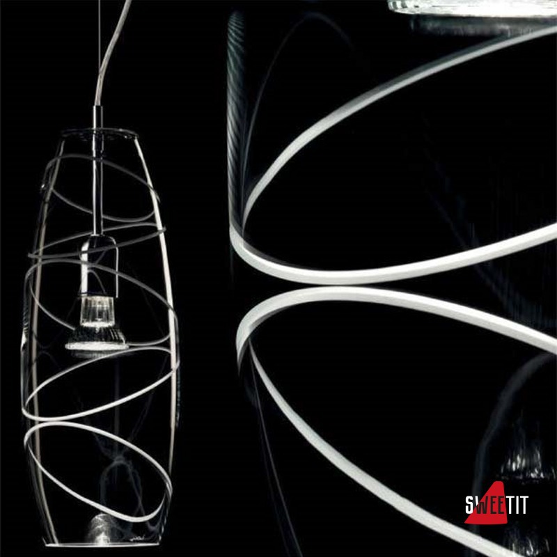 Светильник подвесной DE MAJO Peroni S16 сlear glass decorated with ground rings