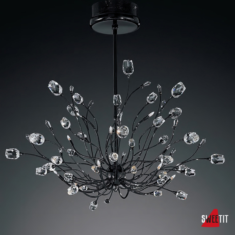 IDL Rosetta 324/12S Black nickel Clear roses/Clear prisms