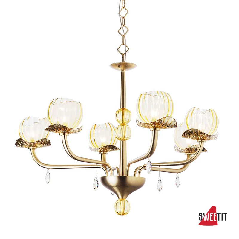Люстра IDL Dafne 545/3+3 brushed gold amber