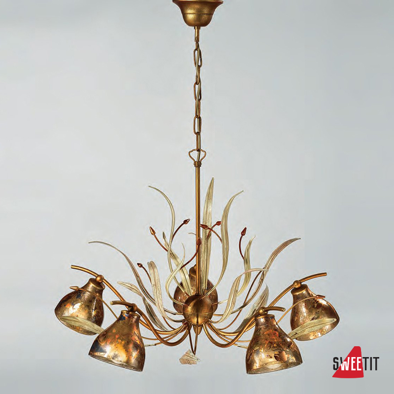 Люстра IDL Acacia 330/5 Amber ivory leaves V369/186/30