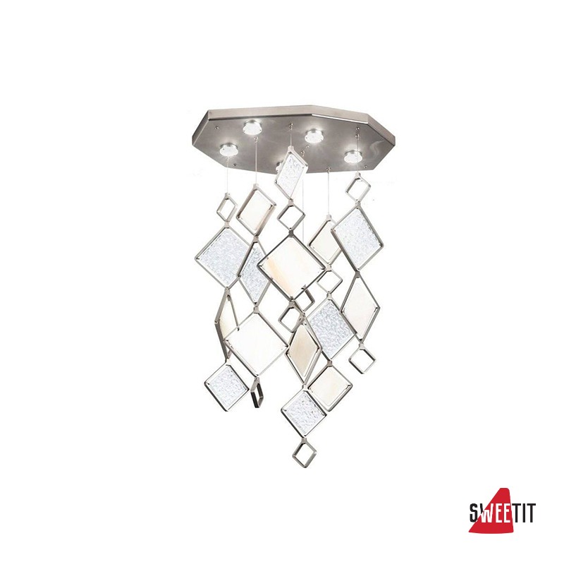 Потолочный светильник IDL Quadrie 565/5PF chrome + transparent with white onyx