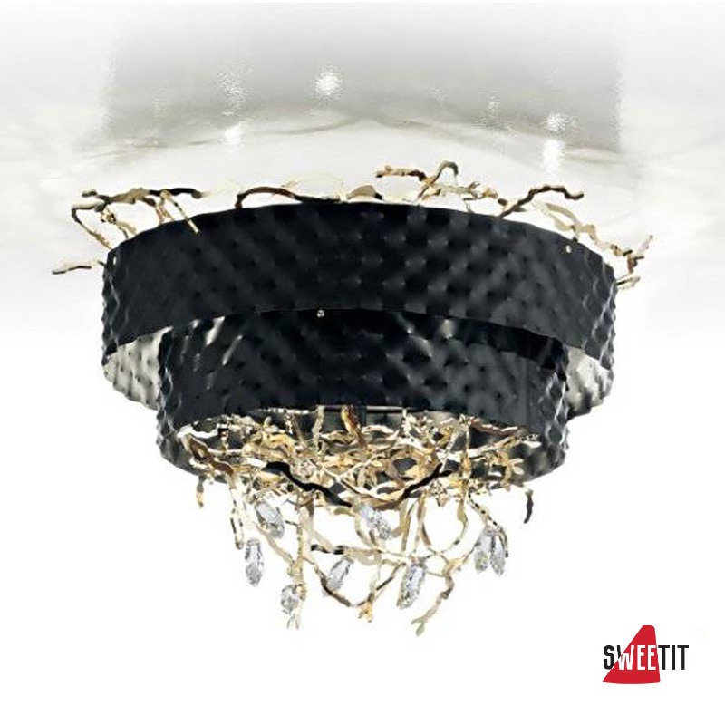 Потолочный светильник IDL Groovy 463/8PF Black leaf / Light gold