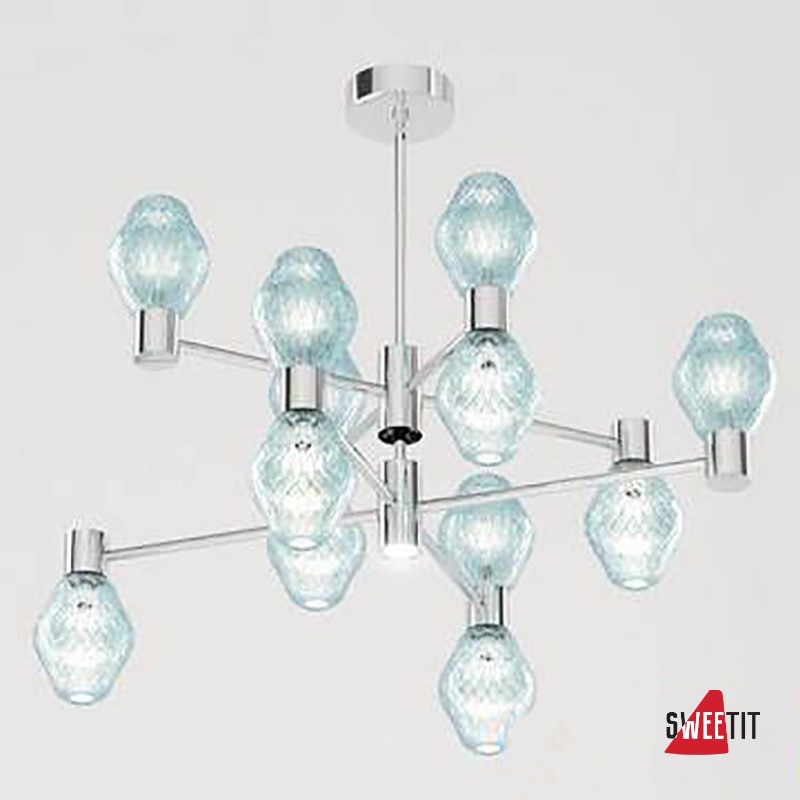 Потолочная люстра Beby Group Peonia 7701B04 Chrome Turquoise Capri