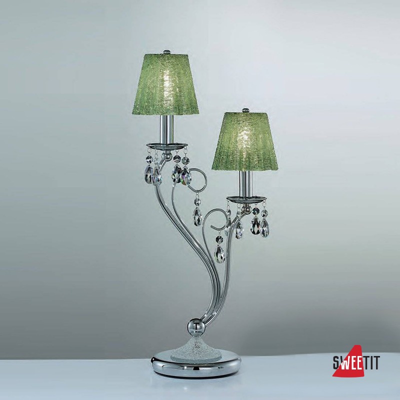 Настольная лампа IDL Rossella 301/2L Chrome green apple crystal